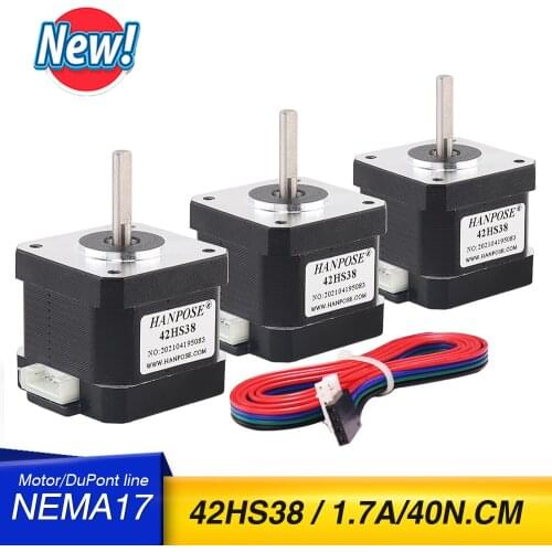 3PCS for 3D printer CNC 42 motor Nema17 motor 1.8degree 38MM 40N.CM 1.5A 42HS38 motor 4-lead Nema17 Stepper Motor