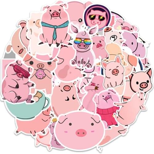 50Pcs My Pet Cute Pig Graffiti Stationery Stickers For Skateboard Car Laptop Motorcycle Notebook Children Toys Gift