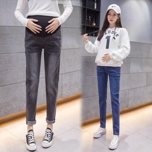 7301# Maternity pants Spring Autumn Easy Matching Maternity Jeans Belly Support Pants Elastic Waist Maternity Trousers