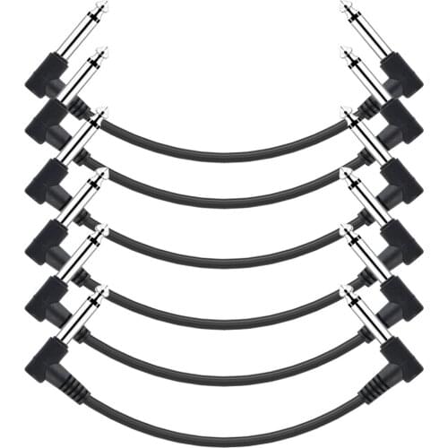 Ammoon 6pcs/pack Guitar Effect Pedal Cables Instrument Patch Cord 15cm 1/4 Inch Right Angle TS Plug PVC Jacket