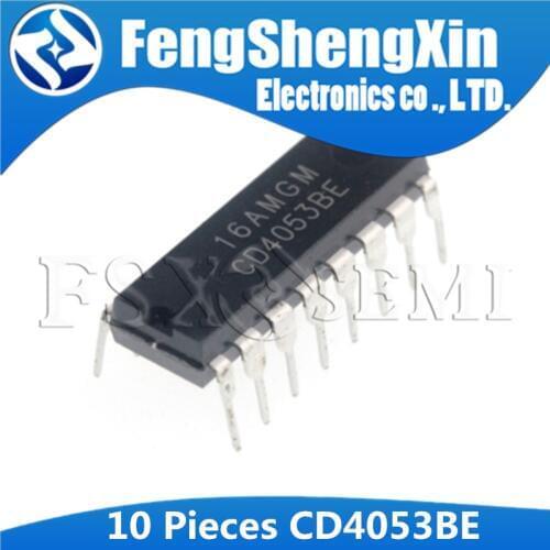 10pcs/lot CD4053BE HEF4053BP CD4053 DIP16 CMOS Analog Multiplexers
