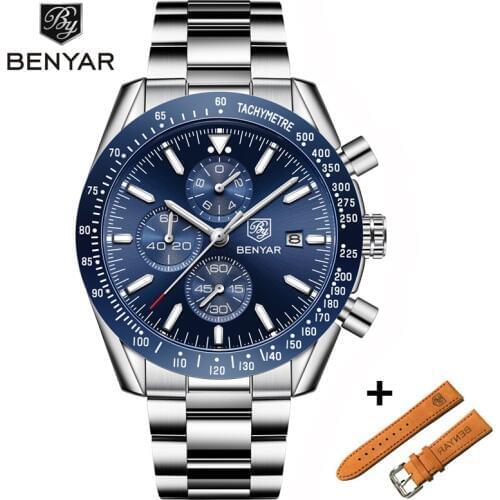 BENYAR 2019 Men Watches Set Luxury Brand Business Steel Quartz Watch Casual Waterproof Male Wristwatch Relogio Masculino