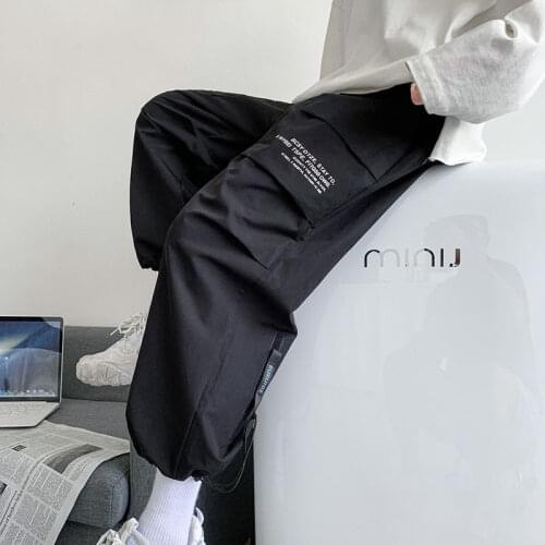 Spring Autumn Mens Casual Cargo Baggy Pants Large Size Loose Sports Workwear Pants Sweatpants Tracksuit Overalls Men Streetwear