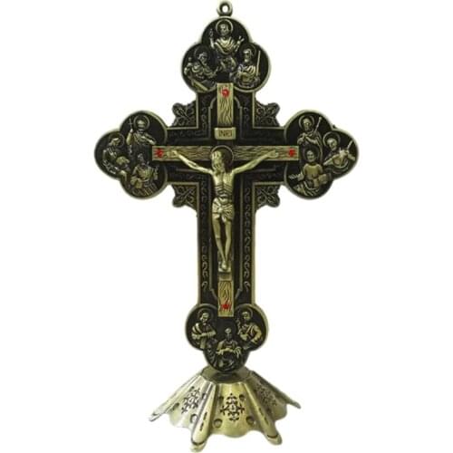 Church Relics Figurines Jesus Christ on The Stand Cross Wall Crucifix Home Decor Tabletop Statue Miniature Figurines