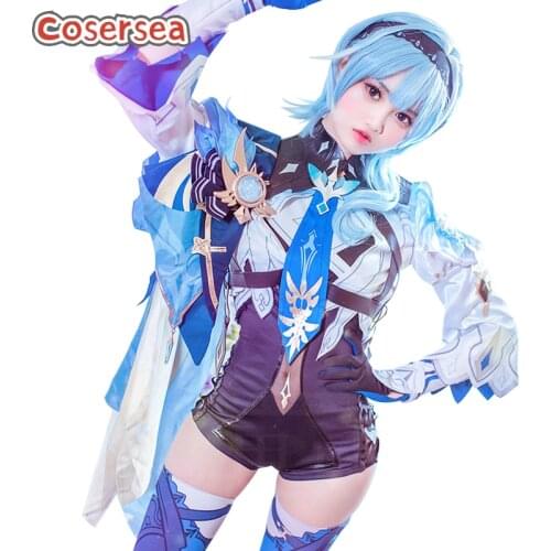 Cosersea Game Genshin Impact Eula Cosplay Costume For Women Jumpsuit Hairband Gloves Socks Female Fullset