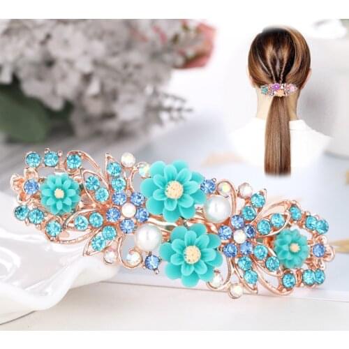 Flower Barrettes Resin Foral Hair Clip Barrette Cute Hairpin Headwear Accessories Gift for Woman Girls 4 Colors