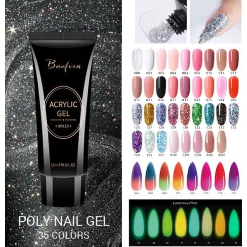 Glitter Poly Nail Gel Extension 15ml Gel Polish All For Manicure Poly Builder Gel Semi Permanent Soak Off Nail Art