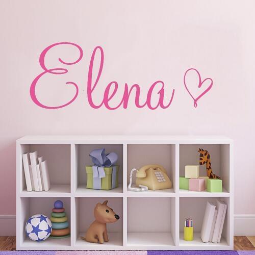Art Wall Decal Simple Custom Name With A Heart Decor For Children Bedroom Vinyl Personalized Baby Name Playing Room Sticker Y455