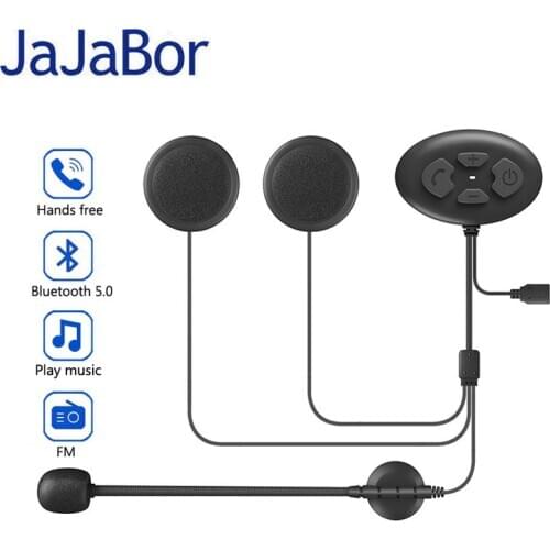 JaJaBor Motorcycle Helmet Bluetooth 5.0 Headset Handsfree Wireless Headphone Automatic Answering Moto Music Headset + FM Radio