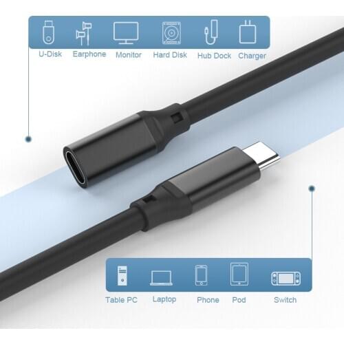 USB 3.1 Type C Extension Cable Cord USB OTG Type-C Adapter Male to Female Extension Cable for PC and Laptop Charging Accessories