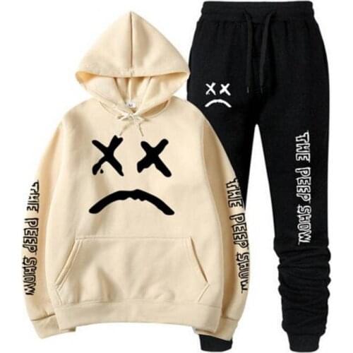 RIP Lil Peep Hoodies Sweatshirt + Sweatpants Suits Men Women Hip Hop Lil Peep Cry Baby Pullover Two Piece Set Sudaderas