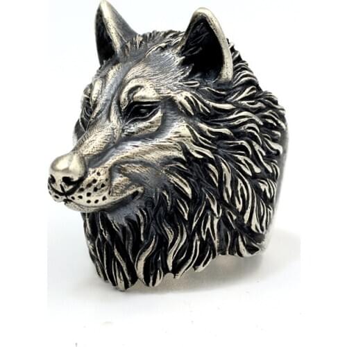 925 Sterling Silver High Detail Wolf Ring Mens Biker Punk Ring Jewelry A3447