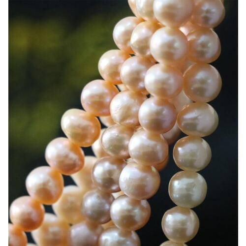 Special freshwater orange natural pearl nearround loose beads 7-8mm fit diy necklace wholesale price jewelry making 15inch B1352