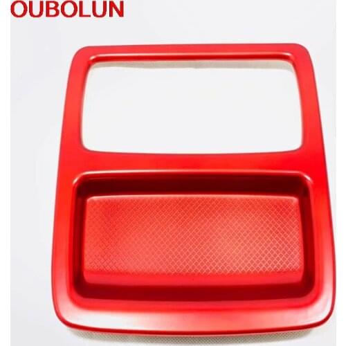 OUBOLUN For Honda Accord 10th 2018 Rear Seat Water Cup Holder Decoration Cover Trim Interior Accessories ABS Chrome Red