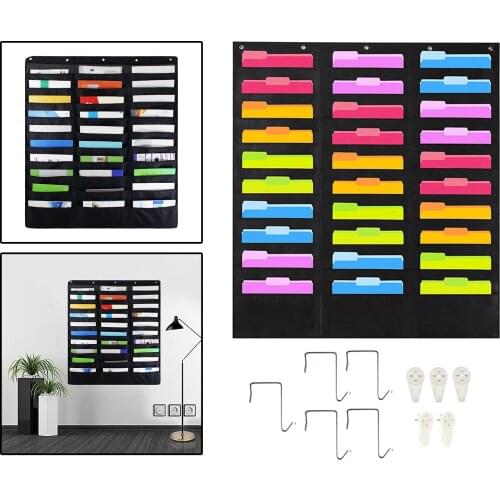 Hanging Wall File Organizer 30 Pockets Hangers Pocket Chart Letters Wall Mounted Holder Magazine School Storage Supplies