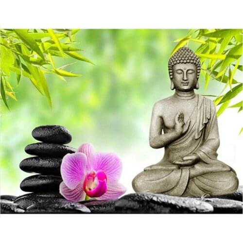 Religion Embroidery Mosaic Stones Orchid BuddhaDiamond Painting Kit Bead Picture Wall Paper Rhinestones Drawing Christmas Gift