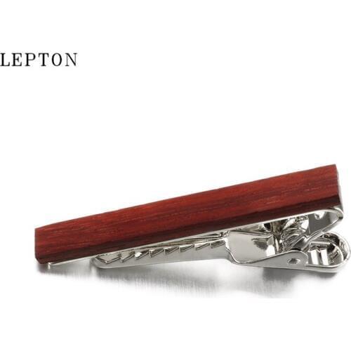 Low-key Luxury Ebony Wood Tie Clips For Men Hot High Quality Man Necktie Tie Bar Clip RoseWood Tie Clips Formal Business Wedding