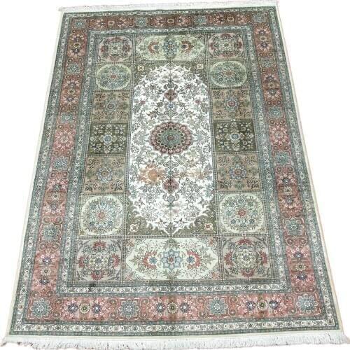Seeykeep™ 6x9ft Pure Silk Handknotted Elegant Decorative Compartment Design Renowned As Garden Pattern Rug-SK3036099