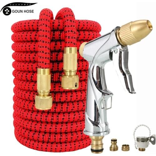 GOUN HOSE Gardening Watering Hose Magic Telescopic Rubber Hose 1/2 Car Wash Hose Metal Spray Gun Outdoor Gardening Watering