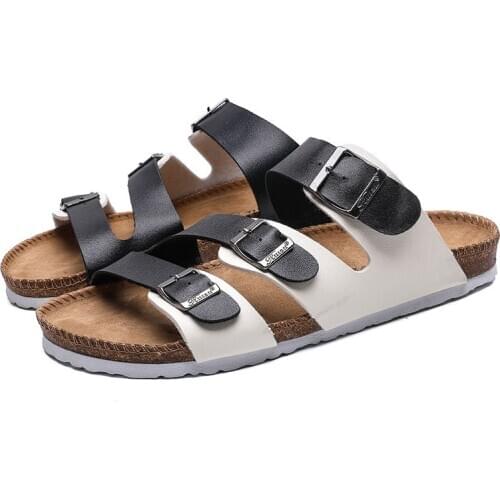 New White Black Flip-flops Slippers Fashion Men And Women Sandals Hollow Cork Sandals Open Toe Beach Shoes Men