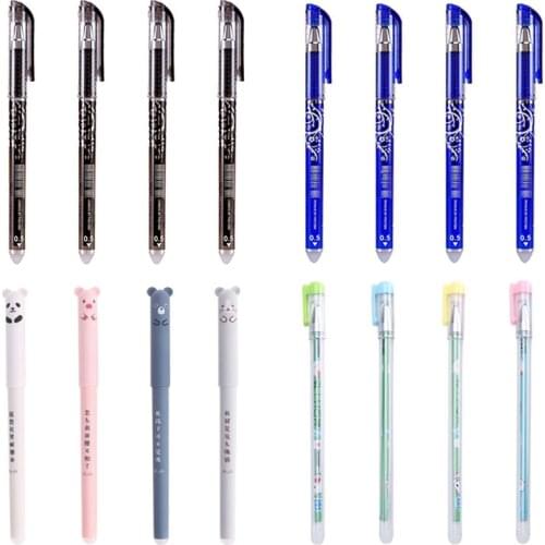 4pcs/Set Erasable Pen 0.5mm Writing Drawing Creative Gel Pens Erase Refill Rod Erasables Ballpoint Pen Ink Eraser School Office