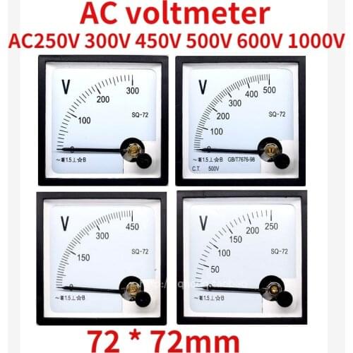 SQ-72 300V Class 1.5 AC 0-300V Analog Square Voltmeter Panel Volt Meter