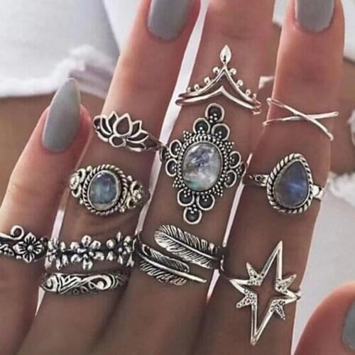 Vintage RhinestoneWomen Rings Set Fashion Party Ring For Women Finger Wedding Jewelry Best Gifts Jewelry Accessories