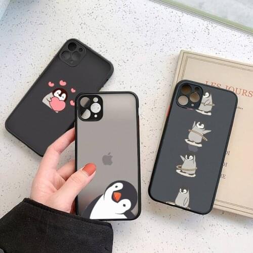 Penguin Cute Lovely animal pattern high quality Phone Cases matte transparent For iphone 7 8 11 12 plus mini x xs xr pro max