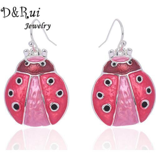 High Quality 2020 Ladybug Insect Drop Earrings for Women Red Enamel Metal Small Earring Oorbellen Accessories Best Friend Gifts