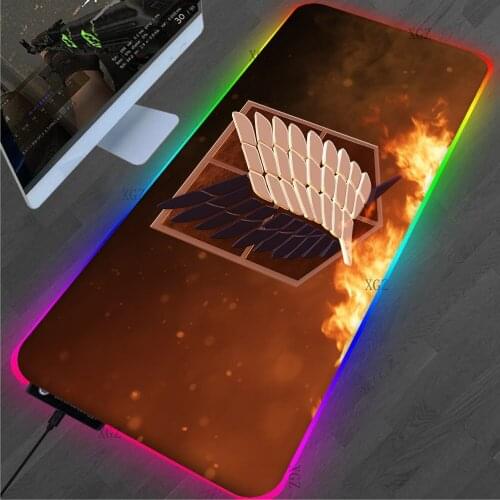 XGZ Animation Attack Giant RGB Mousepad XXL Logo Gaming Accessories Computer Notebook PC Keyboard Carpet Gamer LED Gaming Desk