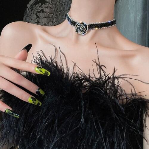 Pearl Flower Crystal Necklace Exaggerated Design Personality Clavicle Chain Necklace Ornaments 12pcs/Lot E-099