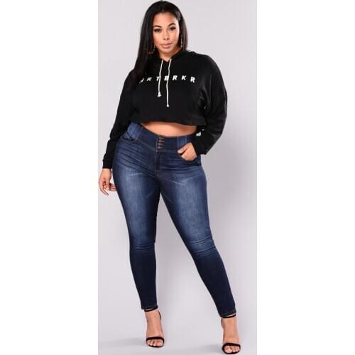 Womens plus size jeans High waist stretch jeans skinny denim pencil pants Office casual ladies clothing L-5XL drop shipping