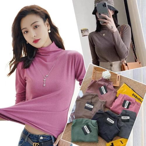 Woman Tshirts Spring and Autumn Womens Turtleneck Winter Long Sleeve T-shirt Top Tops Mujer Camisetas