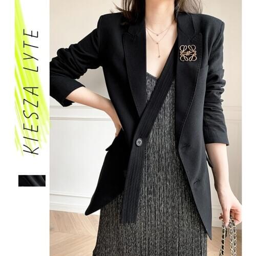 Suit jacket woman autumn 2020 vintage black korean style chic office lady sim blazer feminino outwear