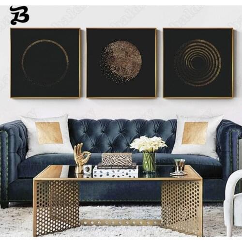 Golden Luxury Posters Nordic Abstract Canvas Painting Wall Art Home Decoration Retro Minimalist Wall Pictures for Living Room