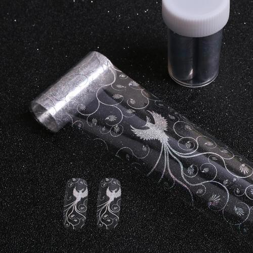 1 Roll Nail Art Stickers Bird DIY Image Transparent Silver Transfer Nail Art Foils Craft Decorations Laser Nail Foil Beauty Tool