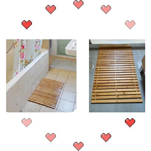1 Pc Wooden Stripe Bath Mat Bath Shower Pad Non-Slip Mats Antiskid Mat for Home Bathroom Use (Wood Color)