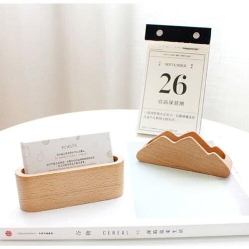 1pcs Wooden Business Card Holder Note Holder Universal Office Display Stand Holder Desk Accessories Supplies