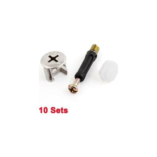 10pcs Furniture Side Connecting 15x14mm Cam Fitting Dowel Set Screw Pre-inserted Nut Dowels connector Assembly Hot Sale