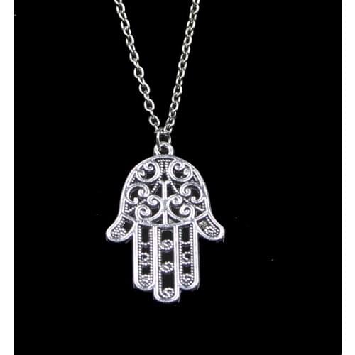 20pcs 24*35mm Hamsa Palm Hand Protection Pendant Necklace Link Chain For Female Choker Necklace Creative Jewelry party Gift