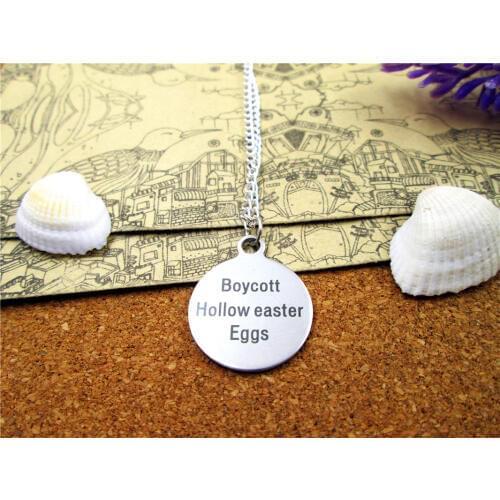 3pcs/lot Fashion stainless steel necklace "boycott hollow easter eggs" Charms necklace Jewelry Gift more style for choosing