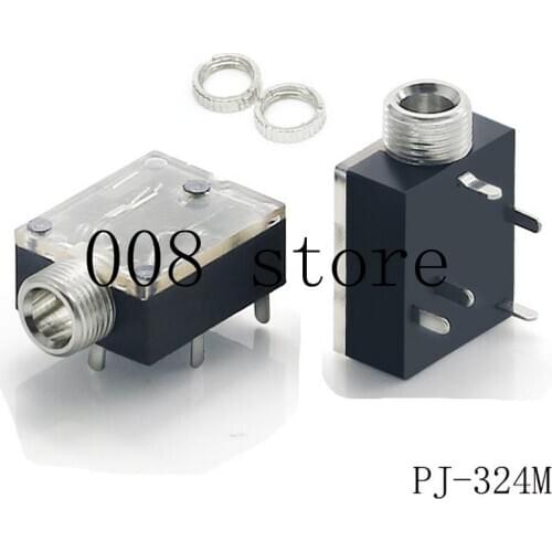 5Pcs 5 Pin 3.5mm Audio Jack Socket PCB Panel Mount for Headphone With Nut PJ-324M