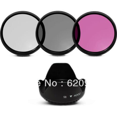 58MM UV CPL FLD Filter Kit & Accessory Flower Lens Hood for CANON EF 50MM f/1.4 100% GUARANTEE