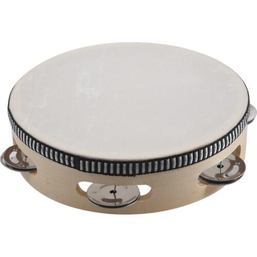 7 inch Musical Tambourine Tamborine Drum Round Percussion Gift for KTV Party