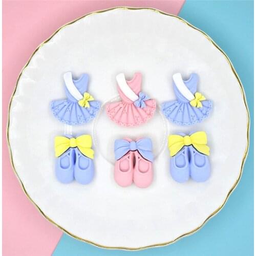 Julie Wang 8PCS Resin Small Ballet Costume Charms Mixed Dance Skirt Shoes Jewelry Making Accessory Home Decor