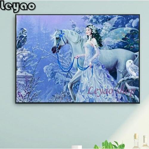 5D DIY Diamond Painting Cross Stitch Kit Magic forest Diamond Embroidery Full Square round stone Elf riding a unicorn home Decor