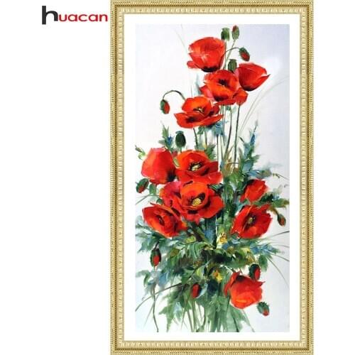 Huacan 5D Diamond Embroidery Flower Picture Of Rhinestones Diamond Painting Floral Full Square Rhinestones Mosaic Wall Decor