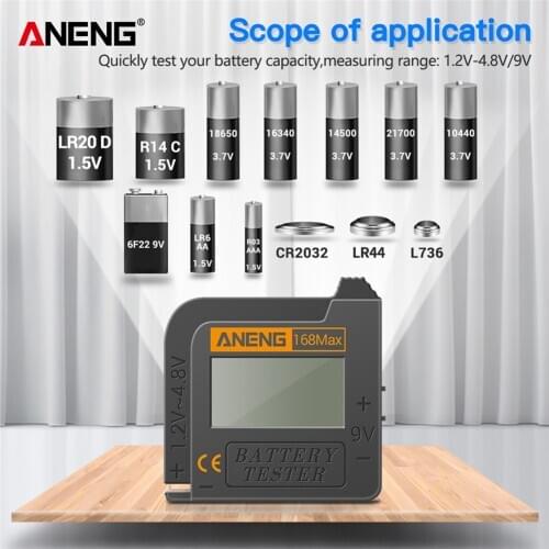 ANENG 168Max Digital Lithium Battery Capacity Tester Universal test Checkered load analyzer Display Check AAA AA Button Cell
