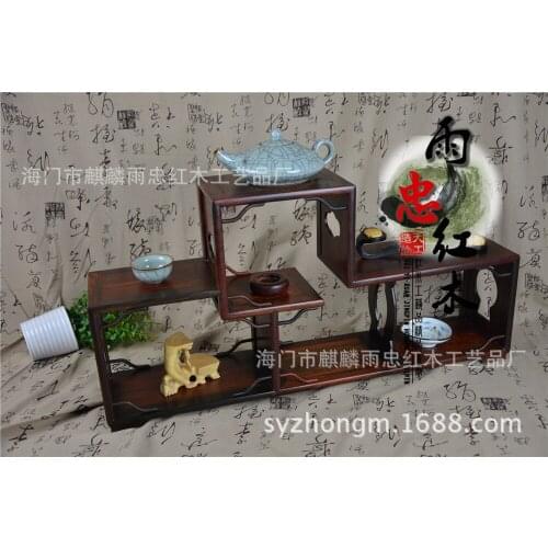 Redwood crafts Rosewood Ming-style low shelf Shelf ornaments frame structure tenon