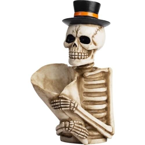 Skull Pen Pencil Holder Skeleton Flower Tube Key Holder Makeup Brush Holder Home Office Desk Supplies Organizer